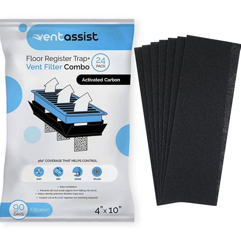 Vent Assist Activated Carbon Air Vent Filters for Home - 4" x 10" MERV ...