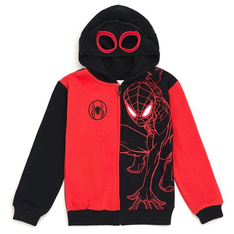 Marvel Spider-Man Miles Morales Fleece Zip Up Cosplay Hoodie Toddler to ...