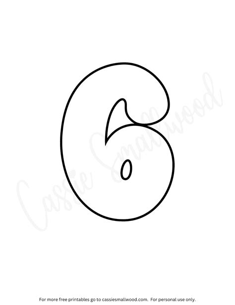 Bubble Number 6 Coloring Page - Cassie Smallwood