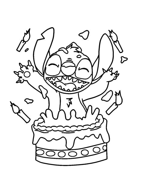 Stitch Coloring Pages Birthday