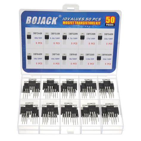 BOJACK 10 Values 50 Pcs IRFZ44N IRF510N IRF520N IRF530N IRF540N IRF640N ...