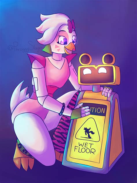 Phroggg — Glamrock Chica and her wet floor bot Patpat...