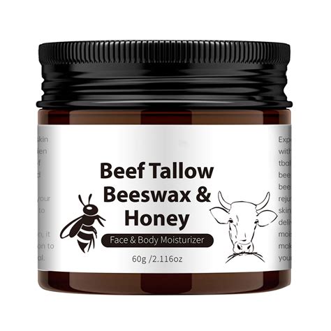 Beef Tallow Beeswax & Honey Face & Body Balm, Grass-Fed Beef Tallow and Honey for Skin ...
