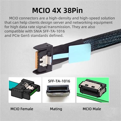 SF-077 50cm PCI-E MCIO 38Pin Male to SFF-8611 Oculink 4X Extender Cord ...