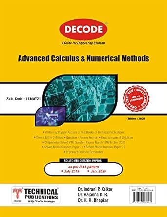 Advanced Calculus & Numerical Methods for BE VTU 18 OBE & CBCS (II ...