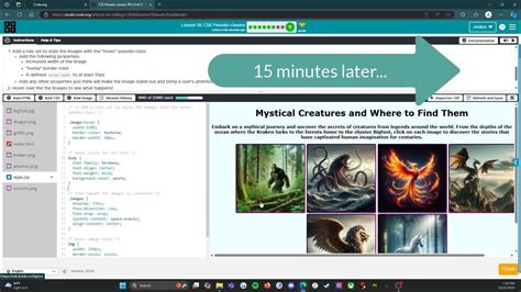 Code.org Web Development Lesson 6 Level 9 Sub Level 4 的图像结果