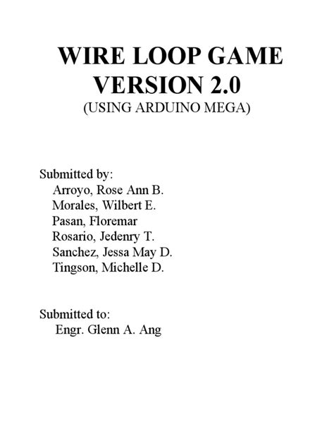 Wire Loop Game: (Using Arduino Mega) | PDF
