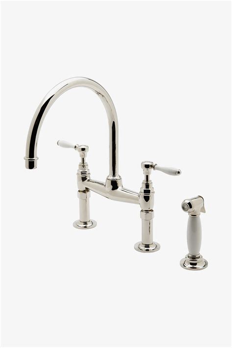 Discover Easton Vintage Two Hole Bridge Gooseneck Kitchen Faucet, Metal ...