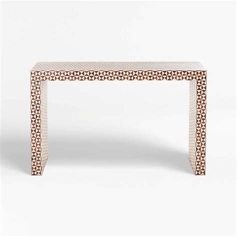 Geo Natural Wood Inlay Waterfall Console – Ziba Homes India