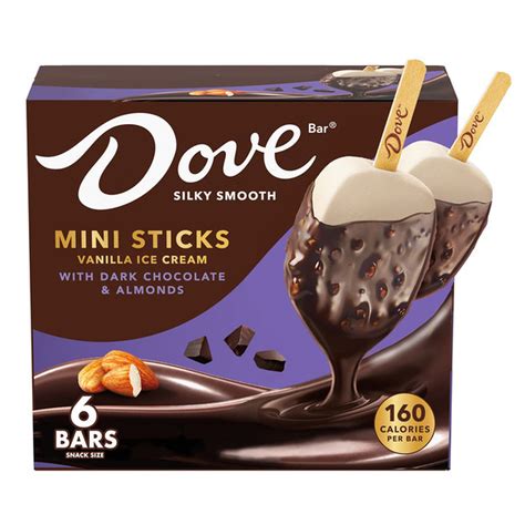 Dove Vanilla Ice Cream Mini Sticks with Dark Chocolate & Almonds (1.85 ...