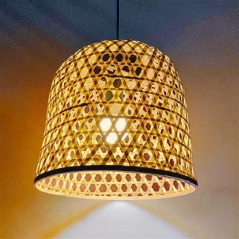 Bamboo Hanging Lamp Shade for Home balcony decoration Bell Shaped (Set ...