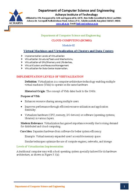 CLOUD COMPUTING (BCS601) Module-2 Notes on Virtualization Techniques ...