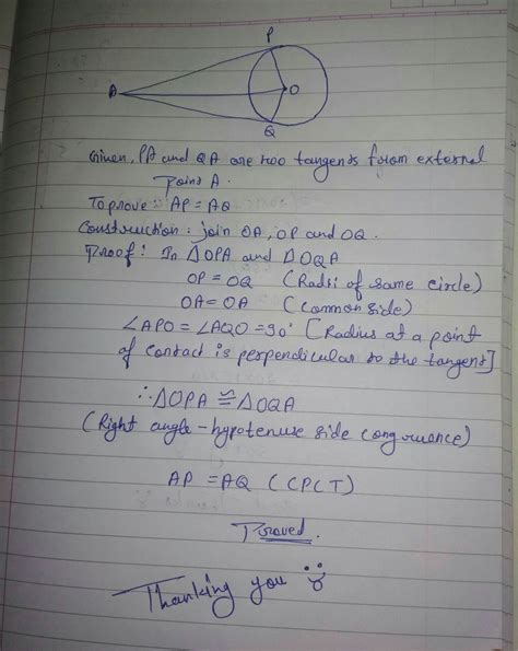 prove that the length of tangent from an external point is equal in ...