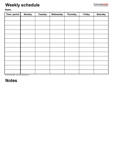 Image result for Weekly Schedule Excel Table