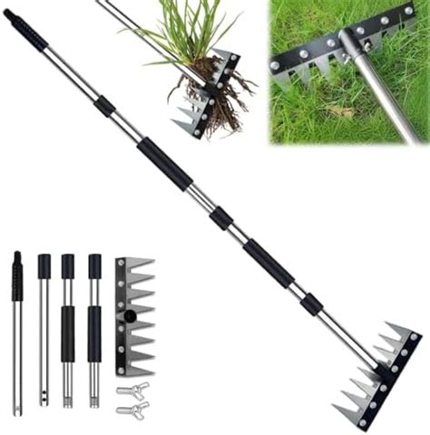 HASTHIP® Steel Gardening Rake 8-Spike Rake, Heavy-Duty Garden Soil ...