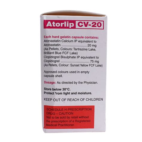 Atorlip CV-20 Capsule 10's Price, Uses, Side Effects, Composition ...
