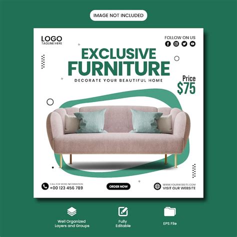 Exklusive Möbel Social Media Post Template Design | Premium Vektor