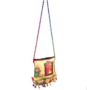 Craferia Export Khaki Messenger Bag Rajasthani Painting Design Sling ...