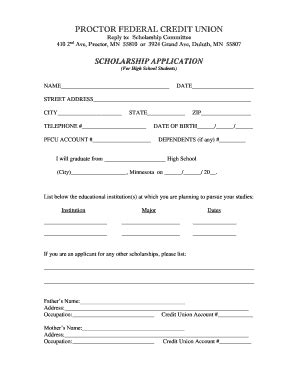 Proctor Federal Credit Union Scholarship Application - Fill and Sign ...
