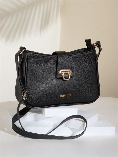 Berrylush Women Black Solid Smart Casual Regular Detachable Sling Bag