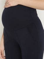 Over the Bump Cotton Flare Maternity Pants - Navy Blue