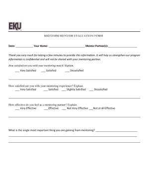 Midterm Mentor Evaluation Form - Blank Fillable Template | Fill Out ...