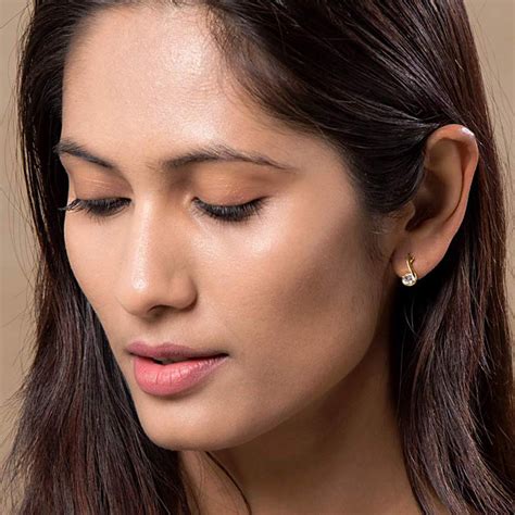 Gold-Plated CZ Embellished Huggie Hoops – VOYLLA