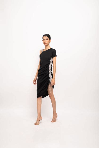 Black-Grey Rouching Dress – Story Of India
