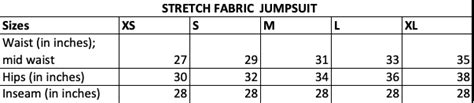 Jumpsuit Size Charts – AVERIE