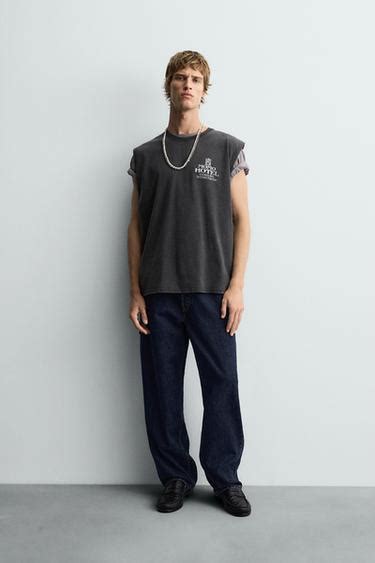 WASHED PRINT TANK TOP - Anthracite grey | ZARA India