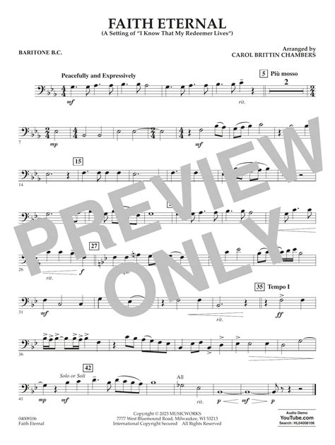 Faith Eternal - Baritone B.C. by Carol Brittin Chambers Sheet Music for ...