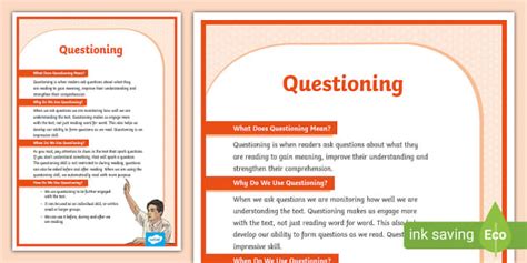 Reading Comprehension Skills: Questioning Display Poster (Year 5-6)