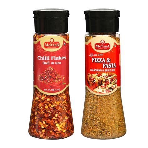 MOTABA Pizza Seasonings 70g, Chilli Flakes 50g | Premium Mixed Herbs ...