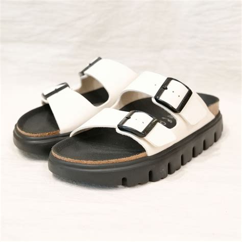 BIRKENSTOCK Papillio レディース アリゾナ チャンキー エッグシェル/ブラック Arizona pap chunky ...