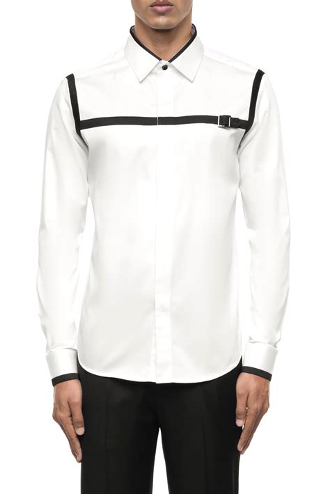 White Cotton Shirt with Black Chest Harness - SDS | KUSHAL SHAH