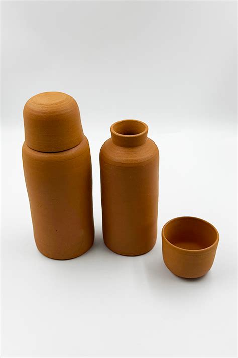 Antarang - Handcrafted Terracotta Water Bottle Full Set of 2– Eco-Frie ...