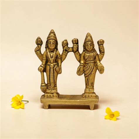 Buy Vishnu Lakshmi Brass Idol Online | Premium Lakshmi Narayana Murti ...