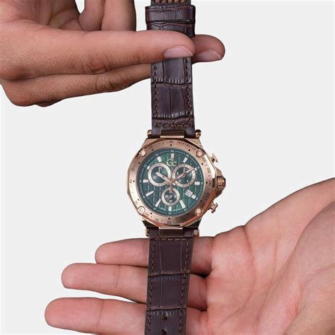 GC Spirit Sport Chrono Men Quartz Green Dial Chronograph Leather Watch ...