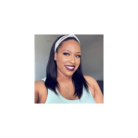 Buy LUFFYWIG Yaki Straight Human Hair Wig With Headband Brazilian Full ...