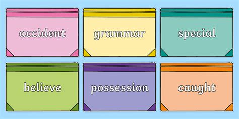 Year 3 and 4 Common Exception Words on Books