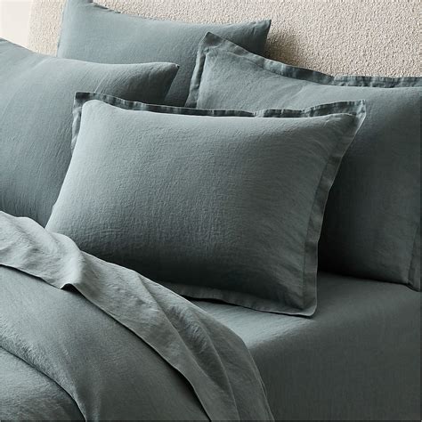 Classic EUROPEAN FLAX-Certified Linen Faded Teal Standard Pillow Shams ...