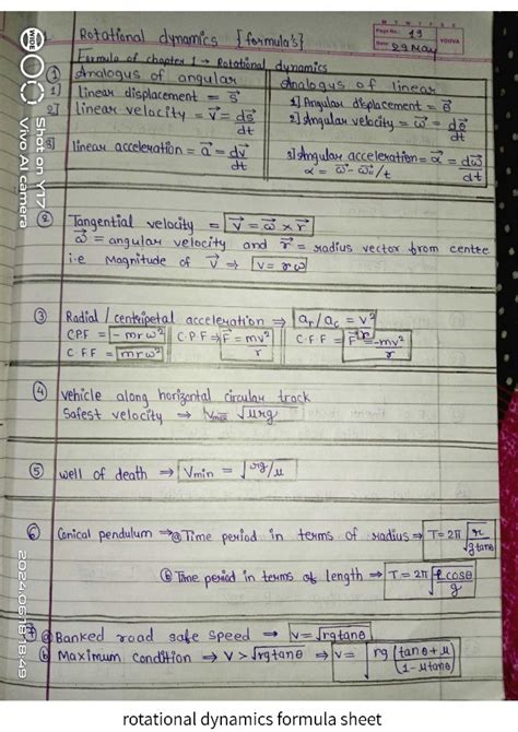 Image result for Rotational Dynamics Formulas Grade 10