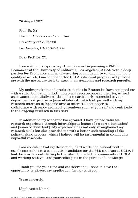 2 Examples of Phd Motivation Letter Example