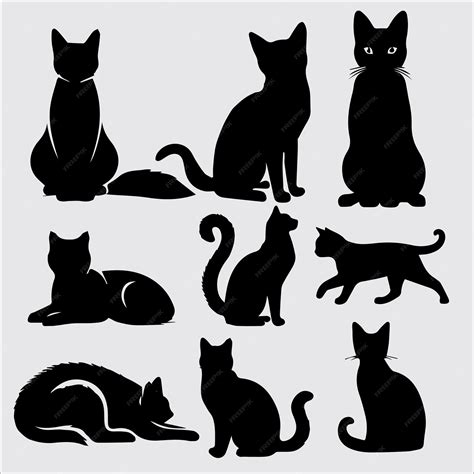 Premium Vector | Set of black cats silhouettes isolated on white ...