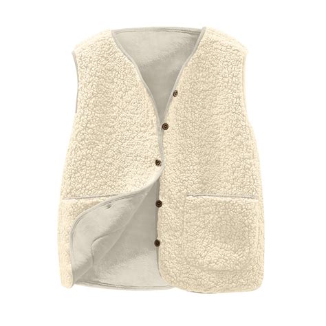 Dovford Womens Sherpa Vest Casual Warm Fuzzy Faux Shearling Vest ...