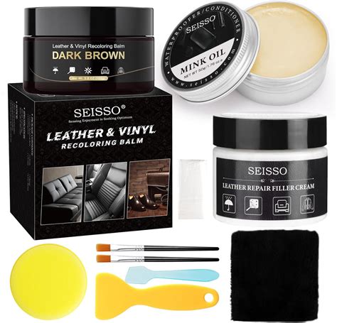 Amazon.com: SEISSO Leather Repair Kit for Furniture, Dark Brown Vinyl ...