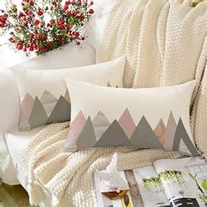 STITCHNEST Peak Printed Poly Cotton Rectangular Cushion Covers, Set of ...