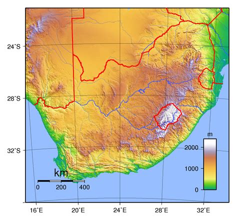 Geographical map of South Africa: topography and physical features of ...