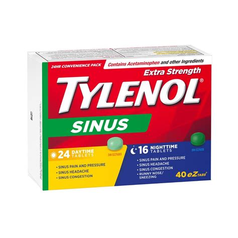 TYLENOL® Sinus Extra Strength eZ Tabs, Relieves Sinus congestion & other Sinus symptoms, Daytime ...
