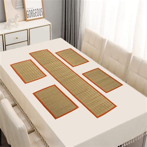 Buy Haus Fabula Handcrafted River Grass 12 X 18 Inches Orange Border 4 ...